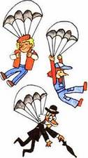 Гарантийные человечки прыгают с парашютом десант