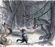 сказка Кот-рыболов кот и лиса встретили в лесу волка