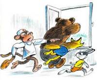 звери убегают из больницы медведь лиса заяц обезьяна